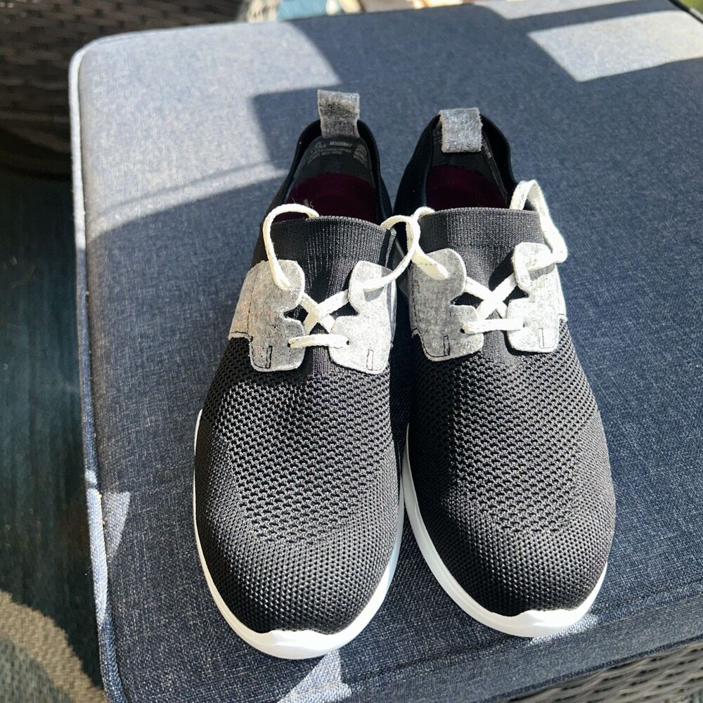 munro shoes for women Size 6.5 Black/white  And Silver Slip On Front Lace